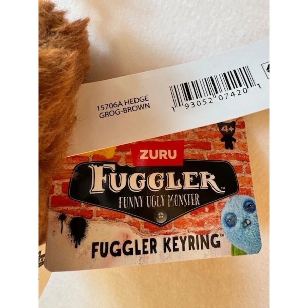Mini Fuggler Plush Clip-On‎ Keyring HEDGE GROG BROWN Ugly Silly Keychain Gift